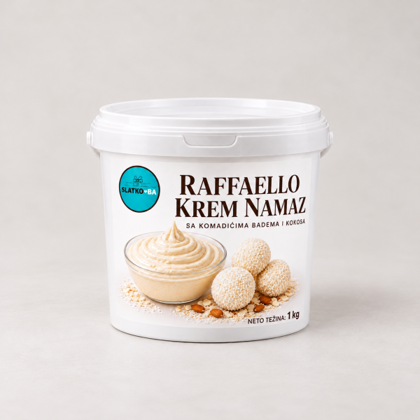 Raffaello krem namaz u bijeloj posudi Rafaelo Krem Namaz 1 kg